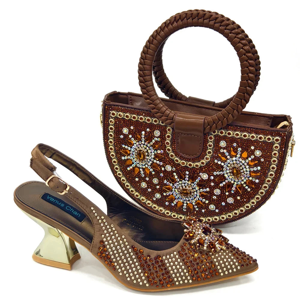 2024 Nigerian Design Evening Party Shoes And Bag Set Lucky Star Bag With