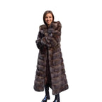 Vintage Brown Women's Winter Faux Fur Jacket Hooded Warm Thickened Fur Trim Outwear Chic Lady Eco-Friendly Coat
