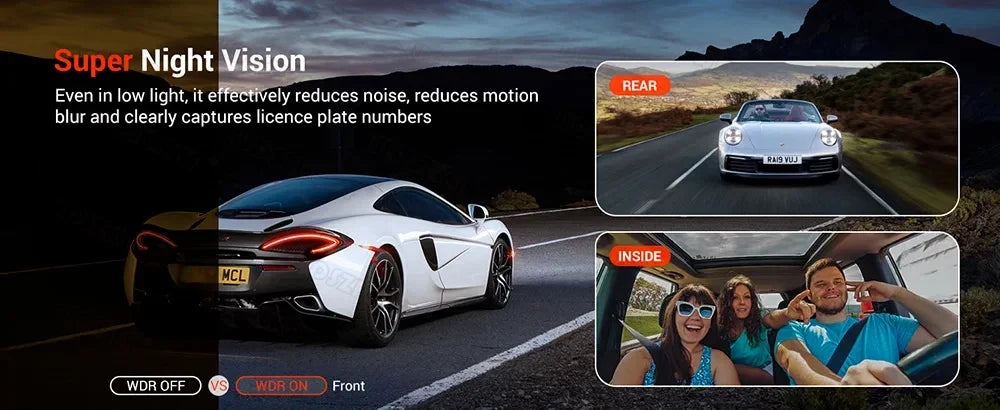 3 Lens Dash Cam 1080P Front, Rear & Interior Car Camera with WiFi & Night Vision