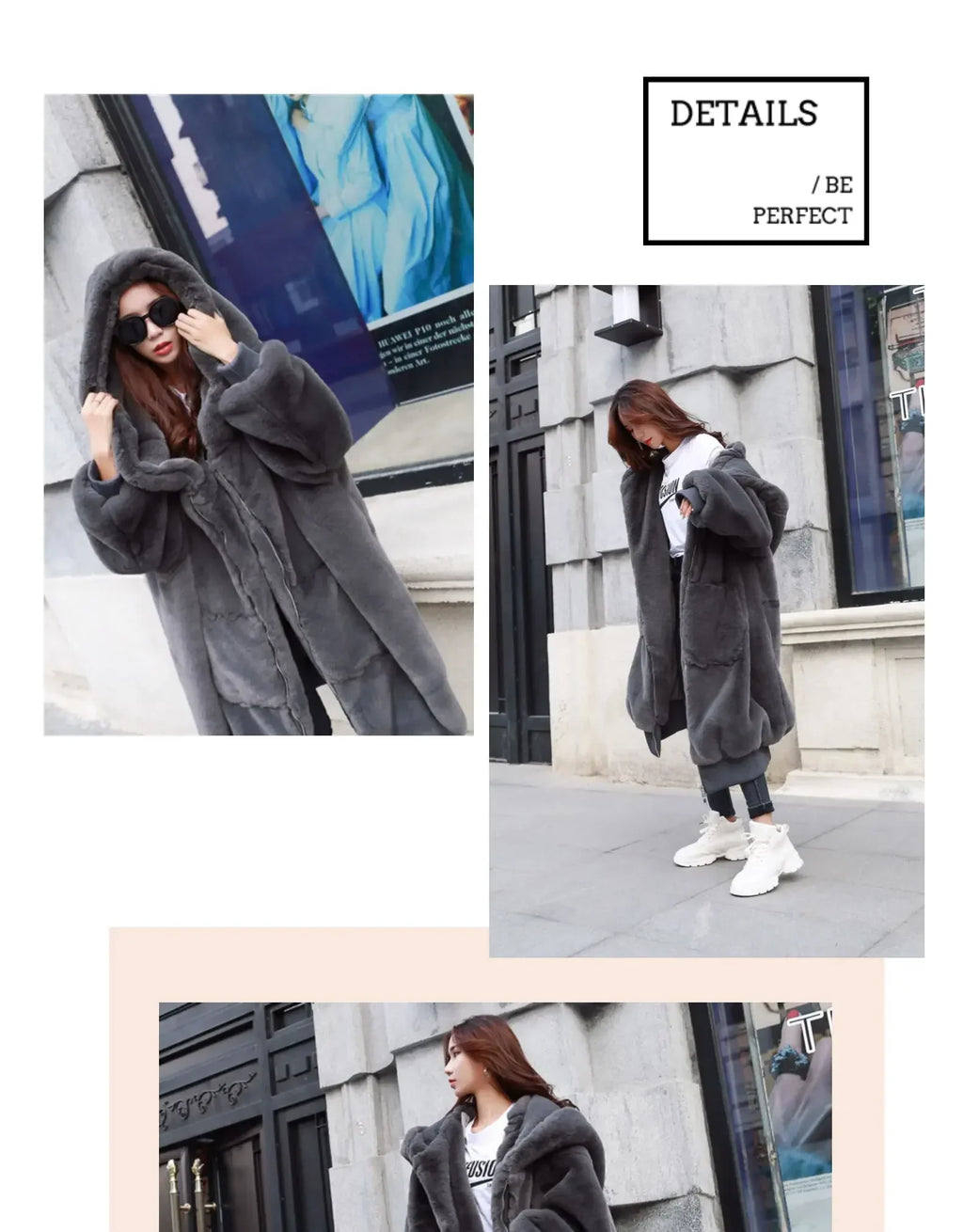 Winter Faux Fur Fashionable Hooded Cotton Long Plush Fleece Temperament Loose Jacket for Women