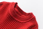 Girls Red Long Sleeve Sweater Tutu Party Dress Christmas New Year's Outfit Knee-Length Casual Cotton Polyester Turtleneck