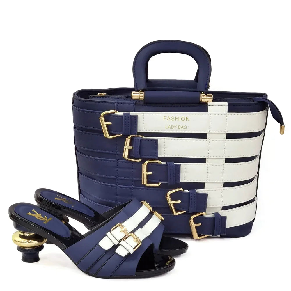 Latest Design Nigerian Women Shoes and Bag Set Plus Size Women Shoes 43 Ladies
