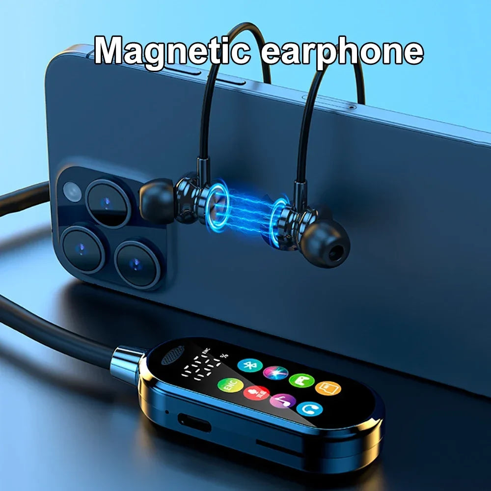 Neckband Headphones with Noise Reduction and Color Screen