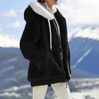 Women's Winter Fashionable Hooded Fleece Solid Color Jacket