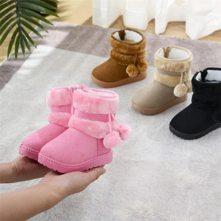 Babies Winter Snow Boots Comfortable Thick Warm Lobbing Ball Cute Boots