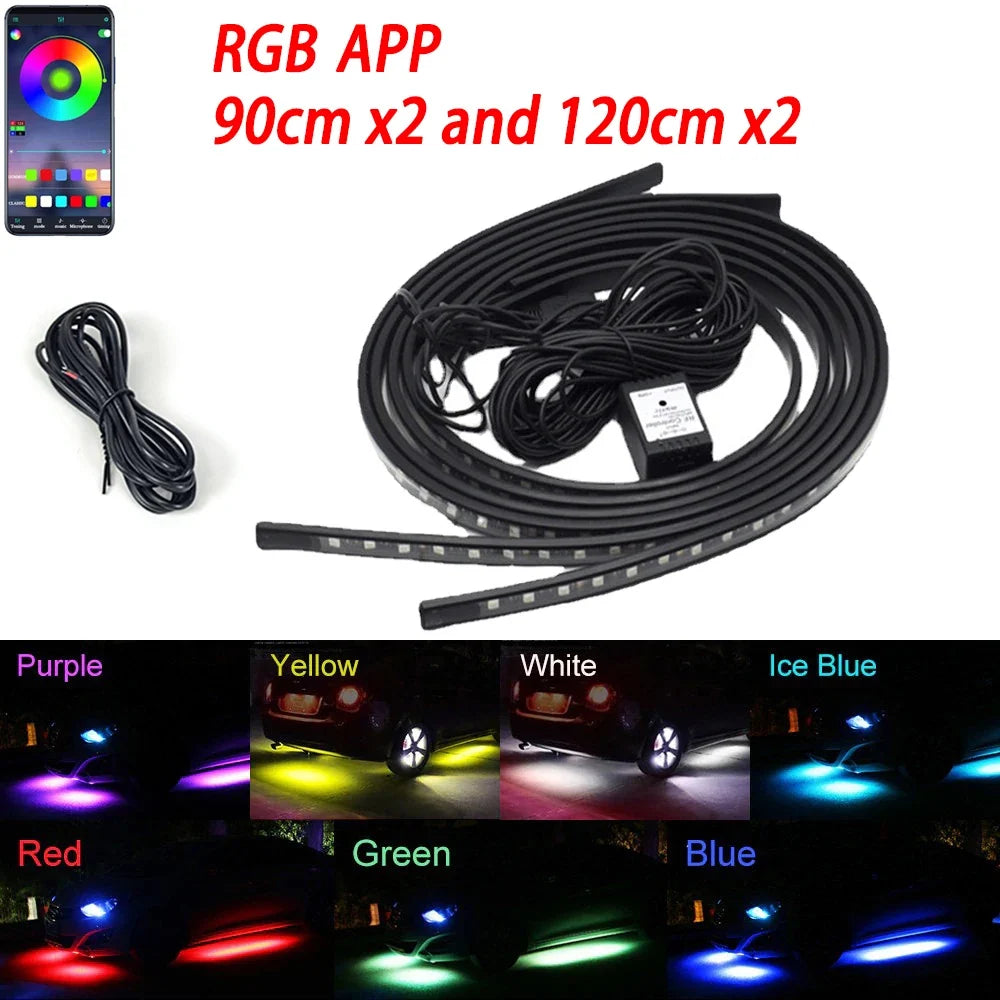 RGB Car Underglow LED Lights  Flexible 12V Underbody Ambient Light with App Control