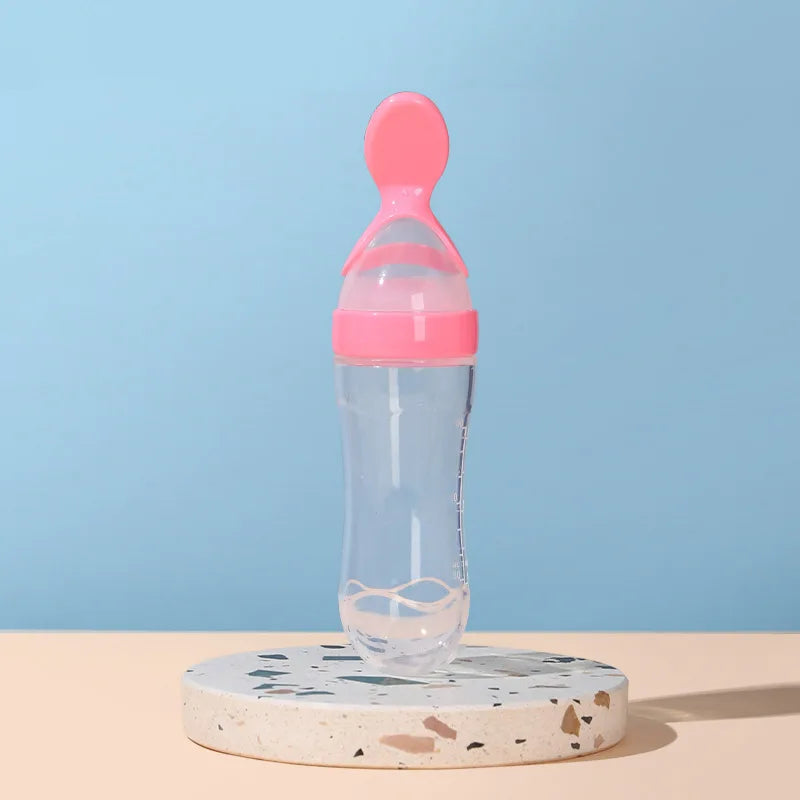 Zinezee Baby Feeding Bottle – Silicone Spoon Milk & Cereal Feeder