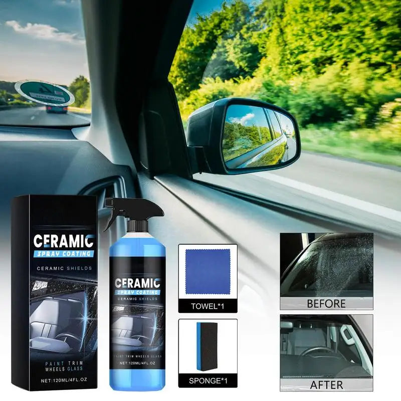 Nano Glass Cleaner Spray 120ml Hydrophobic Car Coating & Anti-Scratch Polish