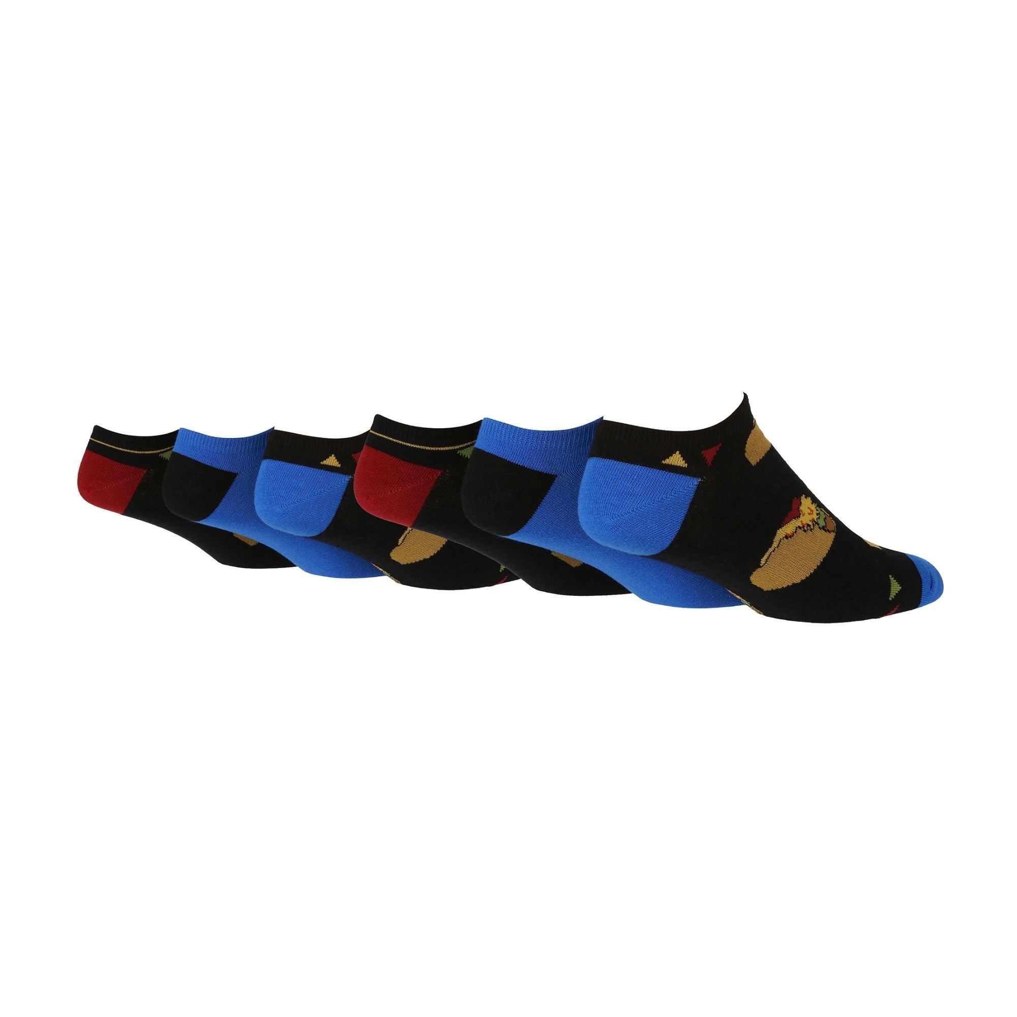 6 Pairs Mens Novelty Trainer Socks | Low Cut Funny Design Socks for Summer