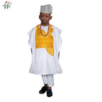 Family Matching African Wedding Outfits For Husband and Wife Bazin Riche Robes Custom Couple Dashiki Set Boy Kid white Dress