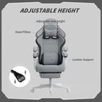 HOMCOM Ergonomic High Back Gaming Chair for Adults, Printed Velvet Computer Recliner Chair with Footrest, Lumbar Support, Adjustable Height and 360° Swivel Seat for Office or Gaming, Grey
