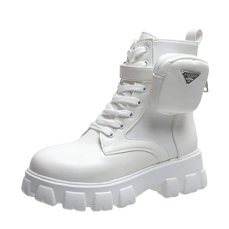 Women Motorcycle Leather Classic Punk Boots