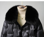 Women's White Duck down Jacket 2025 Winter Collection Real Faux Fur Collar Hair Puffer Coat Vintage Street wear