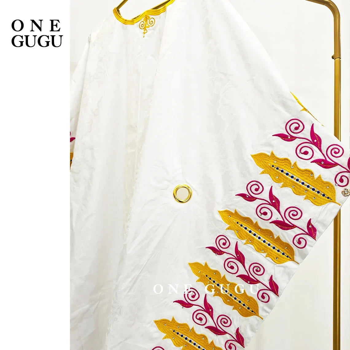 African Original Bazin Riche Boubou With Embroidery And Stones Mix Size