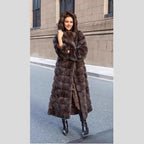 Vintage Brown Women's Winter Faux Fur Jacket Hooded Warm Thickened Fur Trim Outwear Chic Lady Eco-Friendly Coat