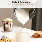 BioloMix Upgraded 5-in-1 LED Touch Screen Milk Frother for Lattes & Coffee, Hot And Cold Foam Maker
