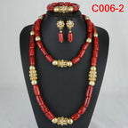 Latest Coral Jewelry Sets Nigerian Dubai Orange Necklace Sets of Beads African
