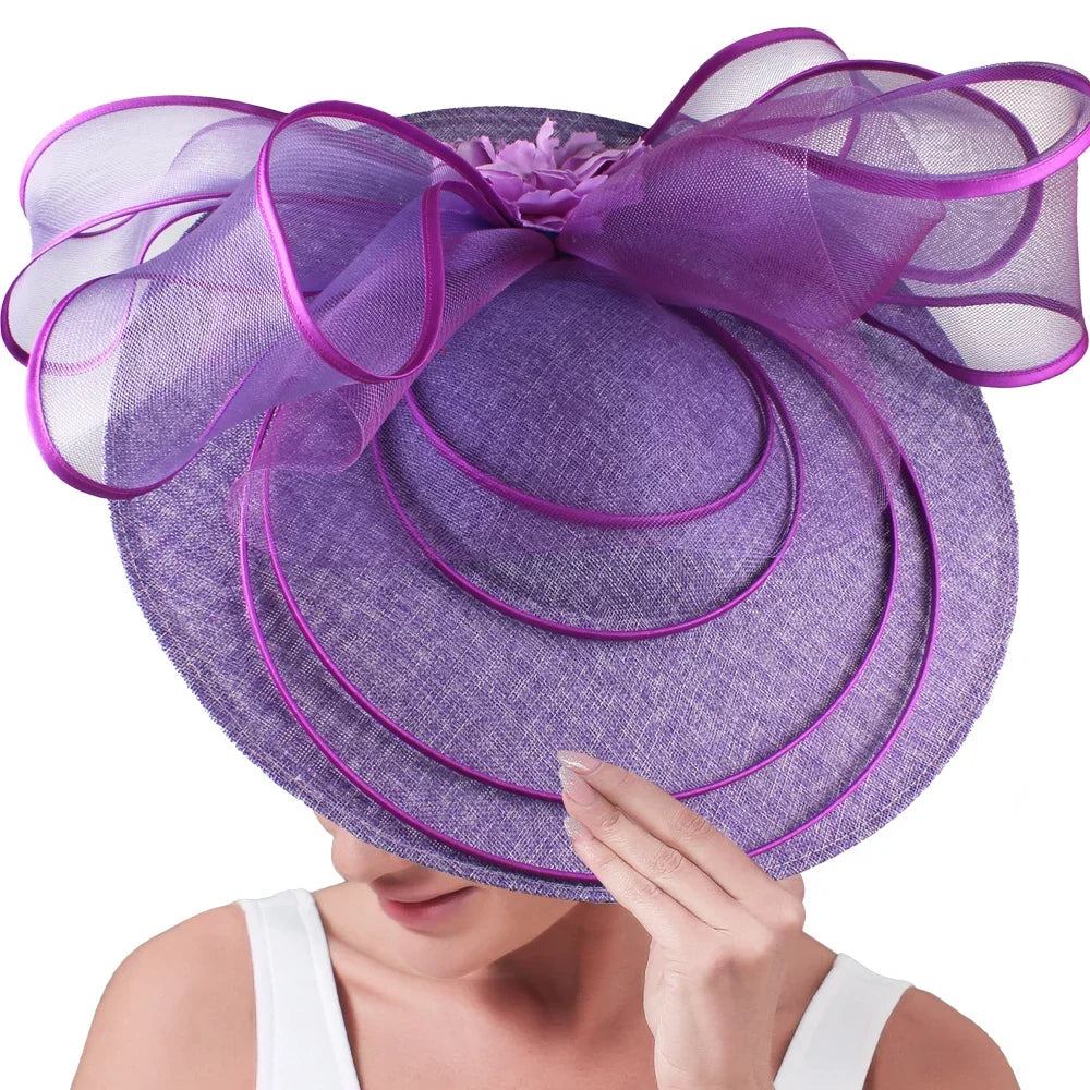 Elegant Wedding Big Size Fascinator Hat Women Flower Multimodal Hair Top Clips