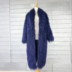 Faux Fur Jacket Women Long Coat Thick Fluffy Winter Warm Shaggy Overcoat Open Stitch Outerwear Turn Down Collar High Street