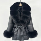Women's Large Faux Fur Leather Jacket Warm Autumn Winter Outwear High Street