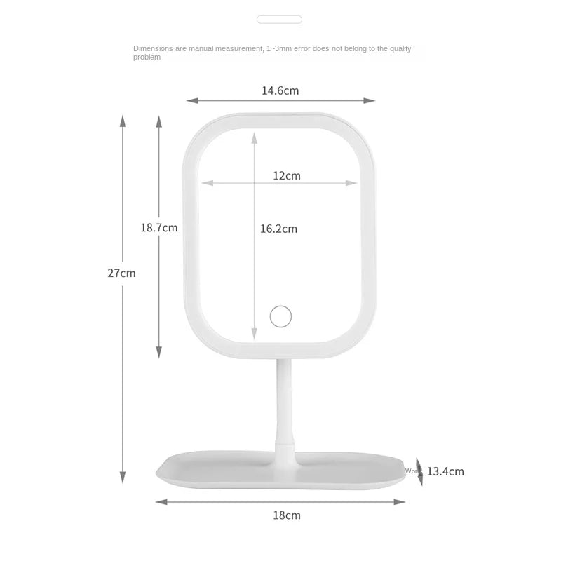 Modern LED Makeup Mirror – 3-Color Light Touch Vanity Mirror with Adjustable Brightness