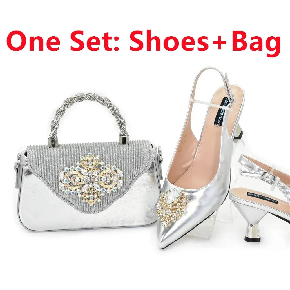 New Fashion Women Shoes and Bags To Match Set Nigeria Party Italian Shoe and