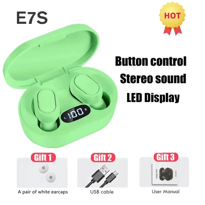 Original E7S Wireless Bluetooth Headset with Mic LED Display Earbuds for iPhone Xiaomi TWS Earphone Bluetooth Headphones Earbuds