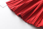 Girls Red Long Sleeve Sweater Tutu Party Dress Christmas New Year's Outfit Knee-Length Casual Cotton Polyester Turtleneck