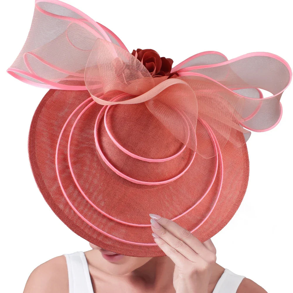Elegant Wedding Big Size Fascinator Hat Women Flower Multimodal Hair Top Clips