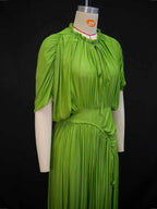 Elegant Olive Green Dress for Women Maxi Summer Dress Waist Draped Straight Type Pleated Party Dress Wholesale Dropshipping