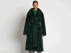 Luxury Lace Up Faux Fur Coat Women Chic Lapel Full Sleeve Fluffy Loose Warm Long Jacket Lady Winter Daily Highstreet Outerwears