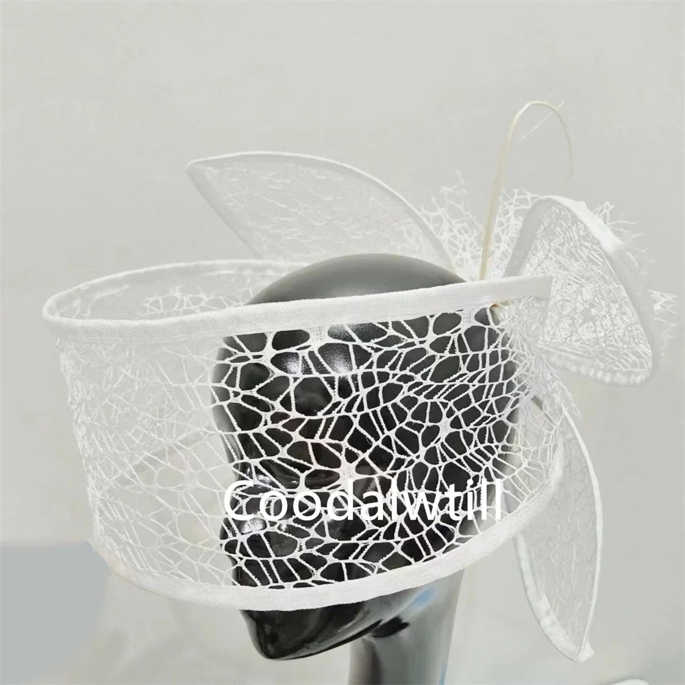 Veil White Wedding Fascinator Hat For Bride Women Mariage Headpiece Hair Clip Ladies Derby Party Tea Millinery Cap Femme Chapeau