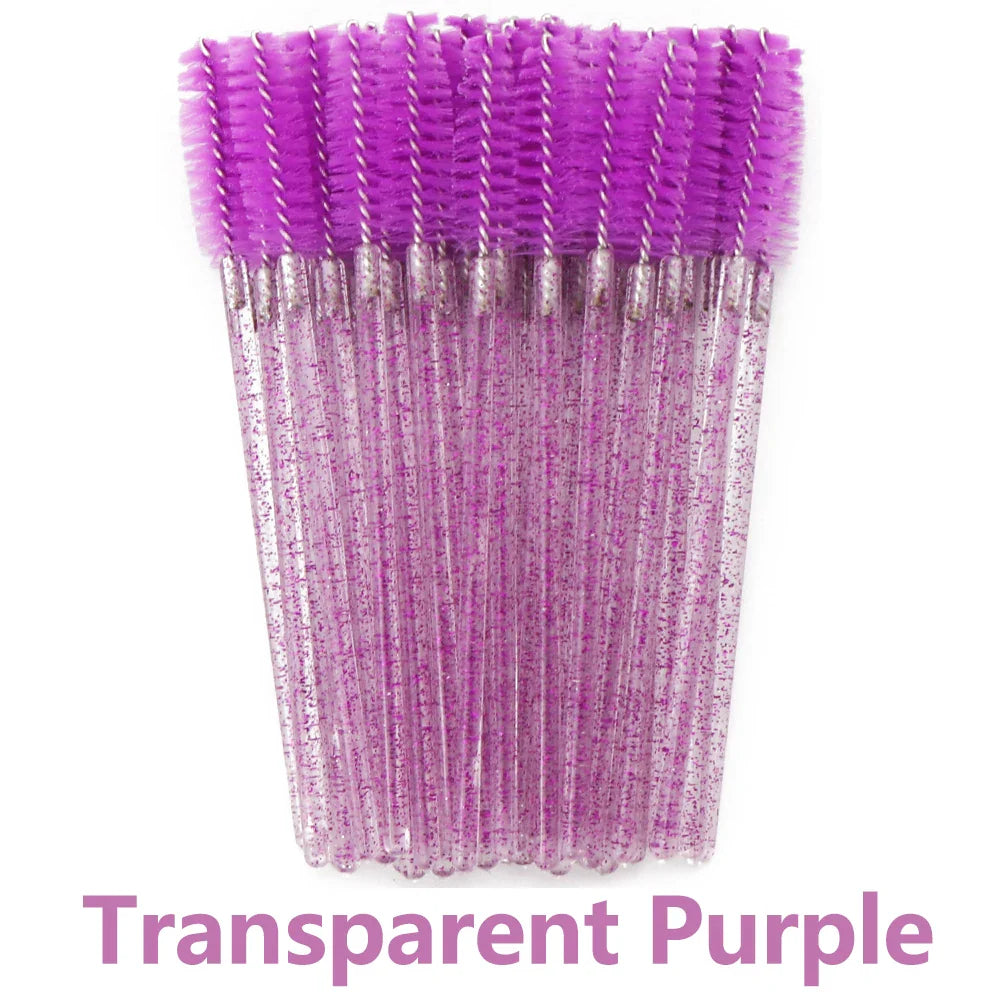 ANNAFRIS 50Pcs  Disposable Eyelash  Brush Soft Head Crystal Eyebrow Brush Lash Extension Brush  Mascara Wand Makeup Tool