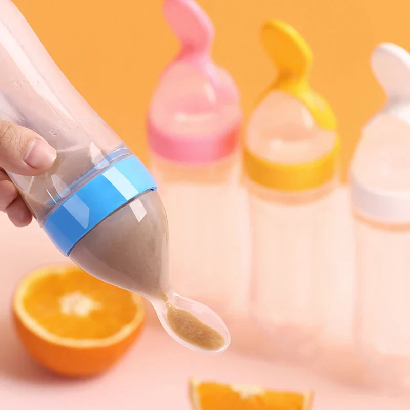 Zinezee Baby Feeding Bottle – Silicone Spoon Milk & Cereal Feeder