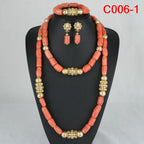 Fashion African Jewelry Set Nigerian Wedding Orange Coral Jewelry Set for Bride
