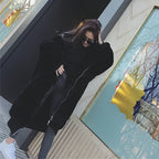 Winter Faux Fur Fashionable Hooded Cotton Long Plush Fleece Temperament Loose Jacket for Women