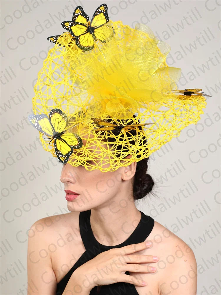 New Fascinator Wedding Headpiece Women Butterfly Headwear For Church Derby Hat