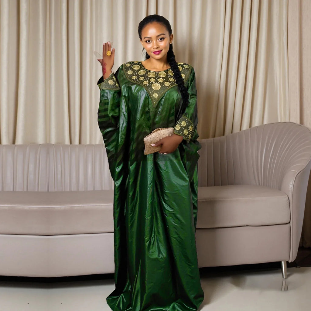 African Attire For Women's Abaya Embroidery Plus Size Elegant Party Church Dress