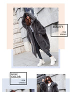 Winter Faux Fur Fashionable Hooded Cotton Long Plush Fleece Temperament Loose Jacket for Women