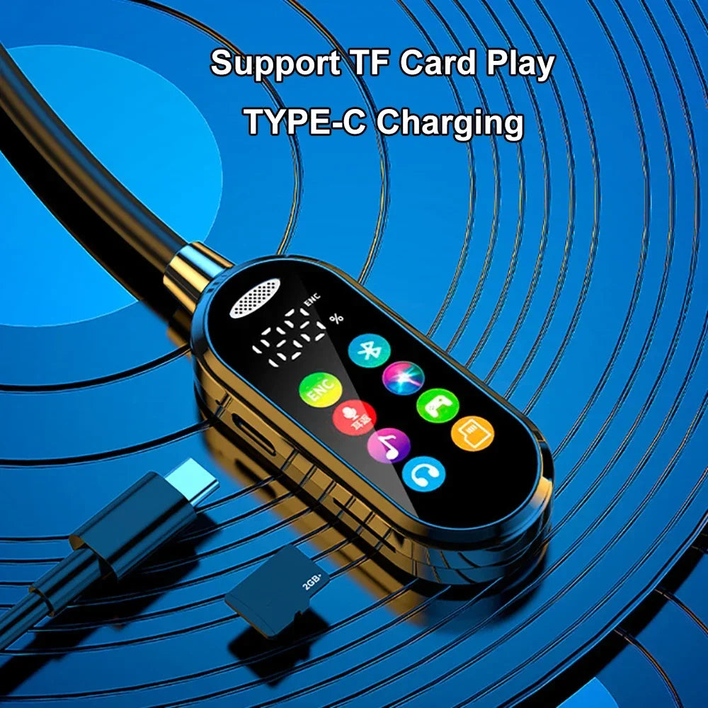 Neckband Headphones with Noise Reduction and Color Screen