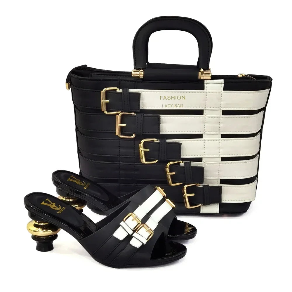 Latest Design Nigerian Women Shoes and Bag Set Plus Size Women Shoes 43 Ladies