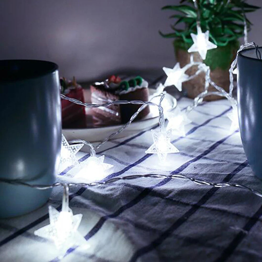 KIKIELF LED Star Fairy Lights Outdoor Garden Warm White