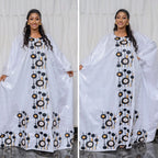 African Dresses For Women Bazin Rich Embroidery Design Floor Length With Scarf