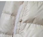 Women's White Duck down Jacket 2025 Winter Collection Real Faux Fur Collar Hair Puffer Coat Vintage Street wear