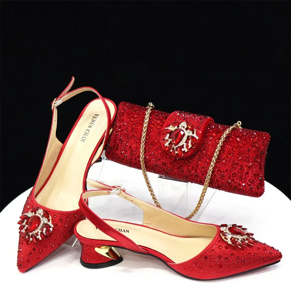 Italian Hollow Design Women's Shoes And Matching Bag