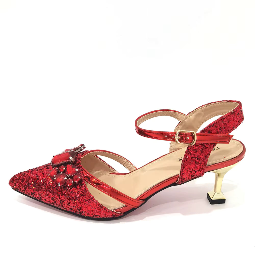 Women's Italian Fashion Peep Toe Pump Shoes with Matching Bag Set for Wedding