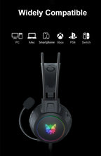 ONIKUMA RGB Gaming Headphones with HD Flexible Mic 3.5mm Gaming Headsets For PC Xbox PS4 PS5 Switch Computer Games