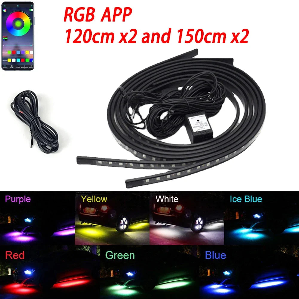 RGB Car Underglow LED Lights  Flexible 12V Underbody Ambient Light with App Control