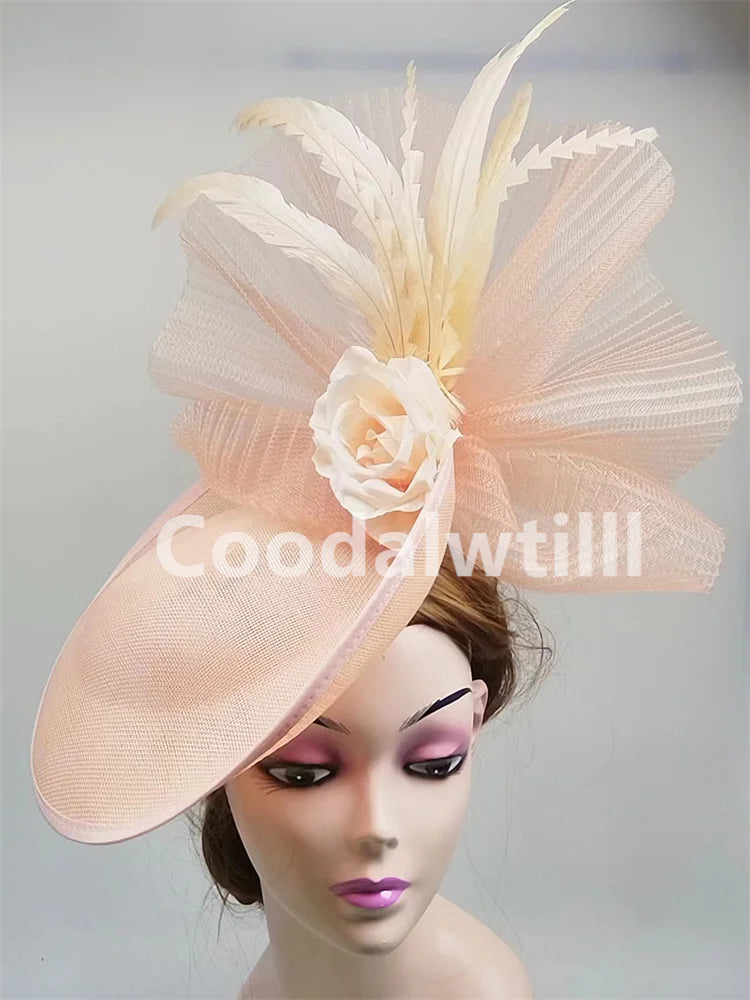 Elegant Flower Fascinator Pillbox Cap Wedding Women Fascinator Hat Headband