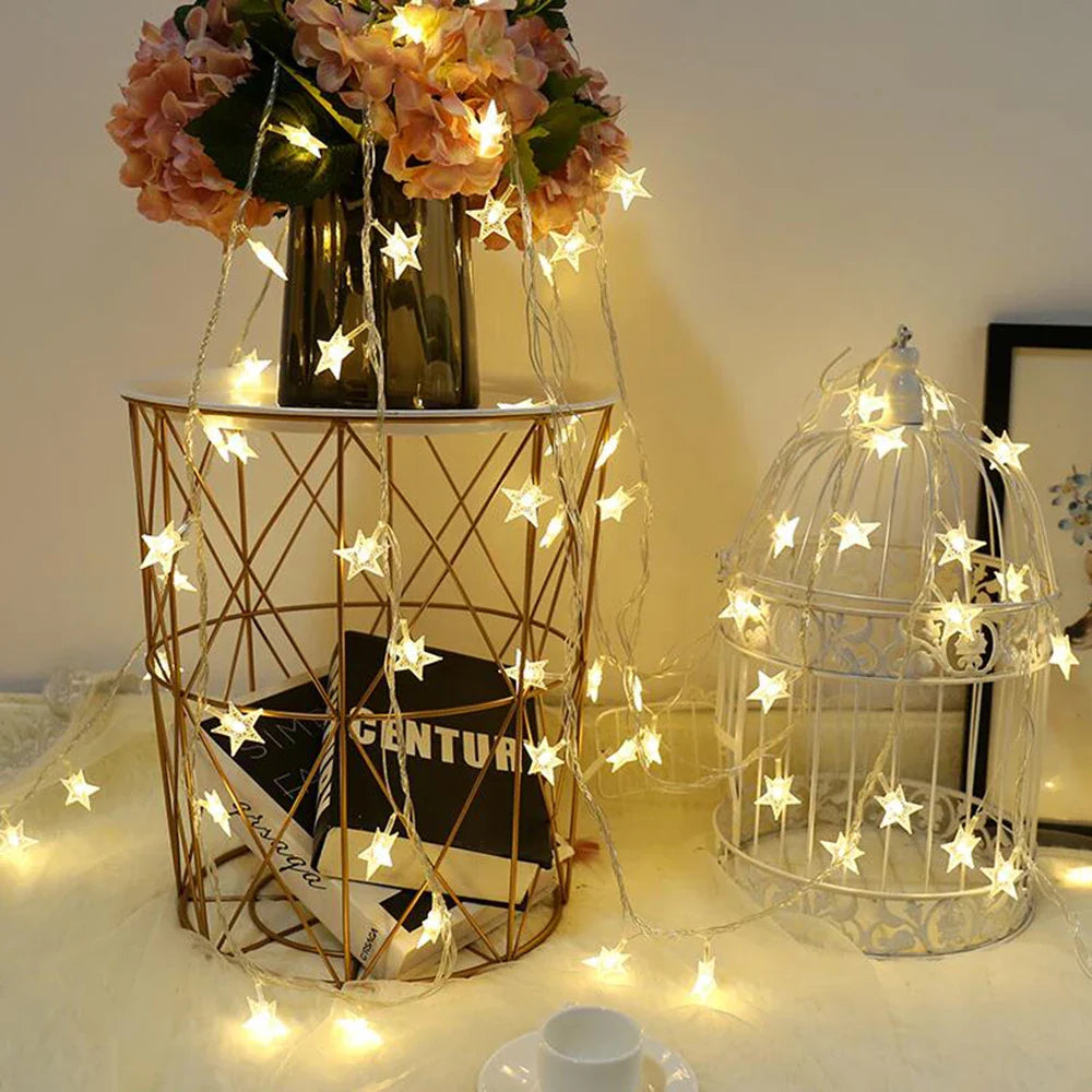 KIKIELF LED Star Fairy Lights Outdoor Garden Warm White